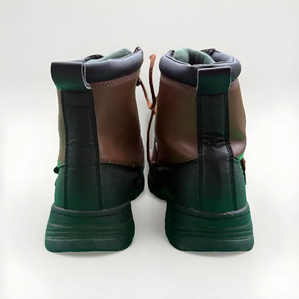 Polo Ralph Lauren Boys Colby Leather Duck Boots Youth Size 5 Lace Up Buckle Logo